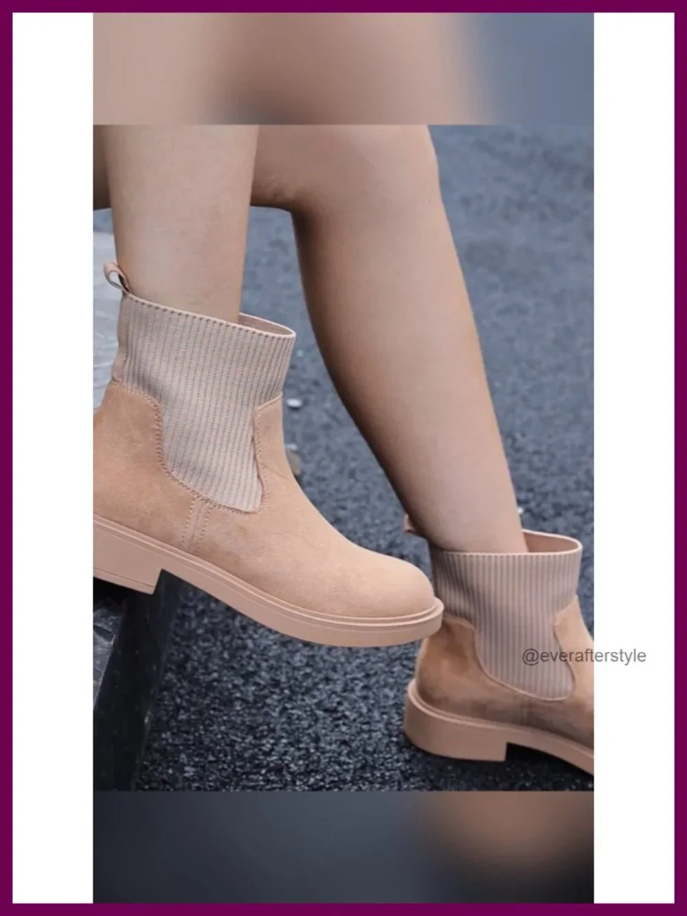 Chelsea Boots Low Heel Slip on Lug Sole Platform Booties Fashion Elastic Ankle